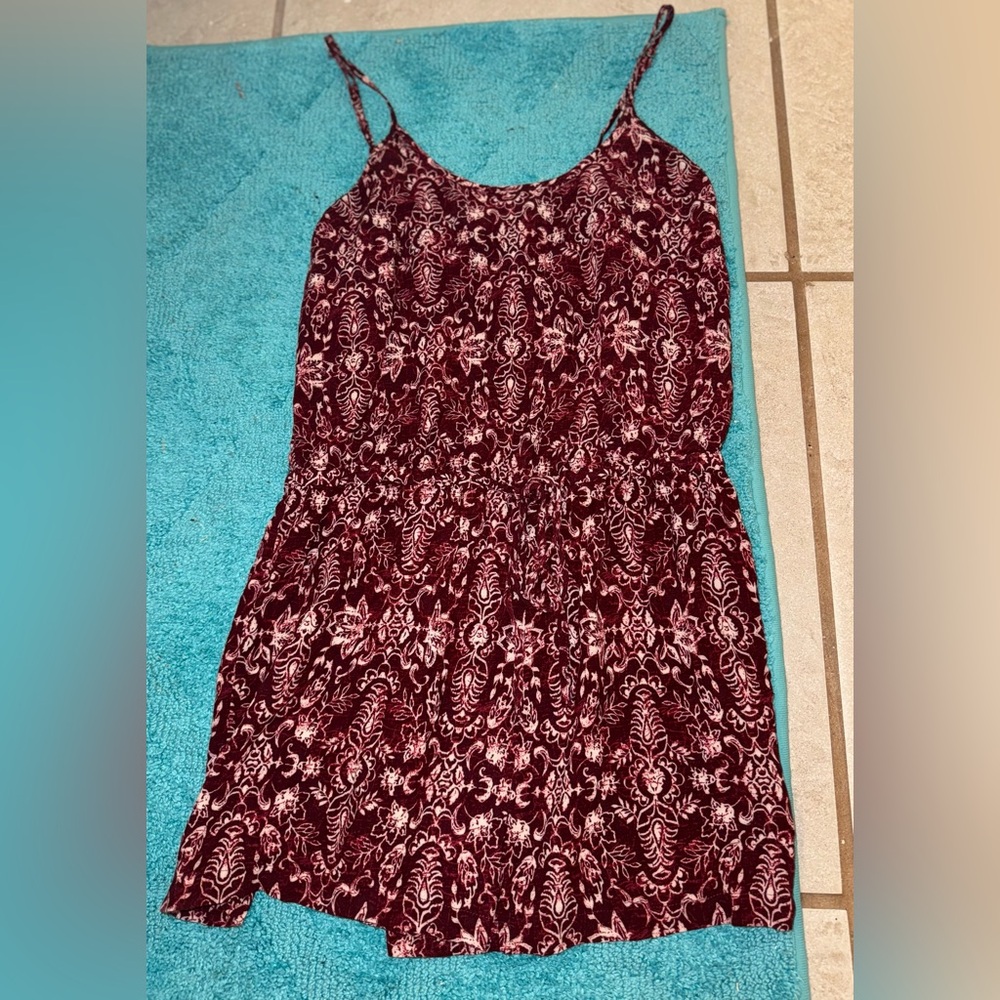 Burgundy floral romper